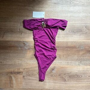 Zara Purple Off-Shoulder Bodysuit